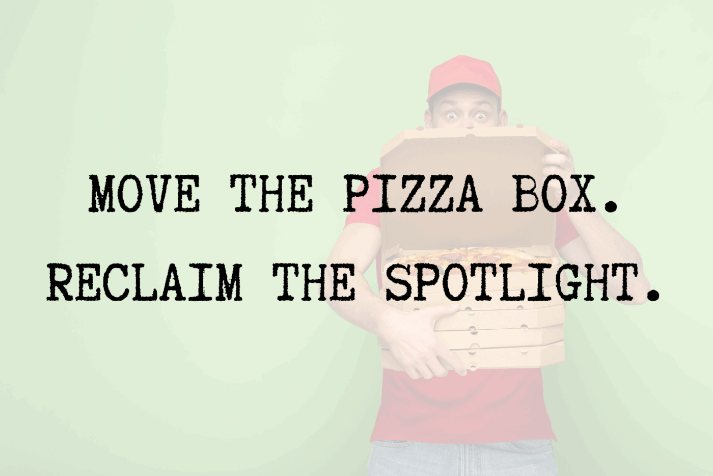 Pizza deliverer hidden behind pizza boxes